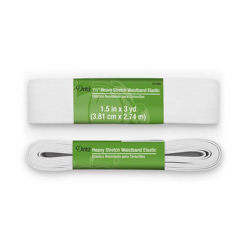 Cargue la imagen en el visor de la galería, 9519W|Dritz 1-1/2" Heavy Stretch Waistband Elastic, White, 3 yd