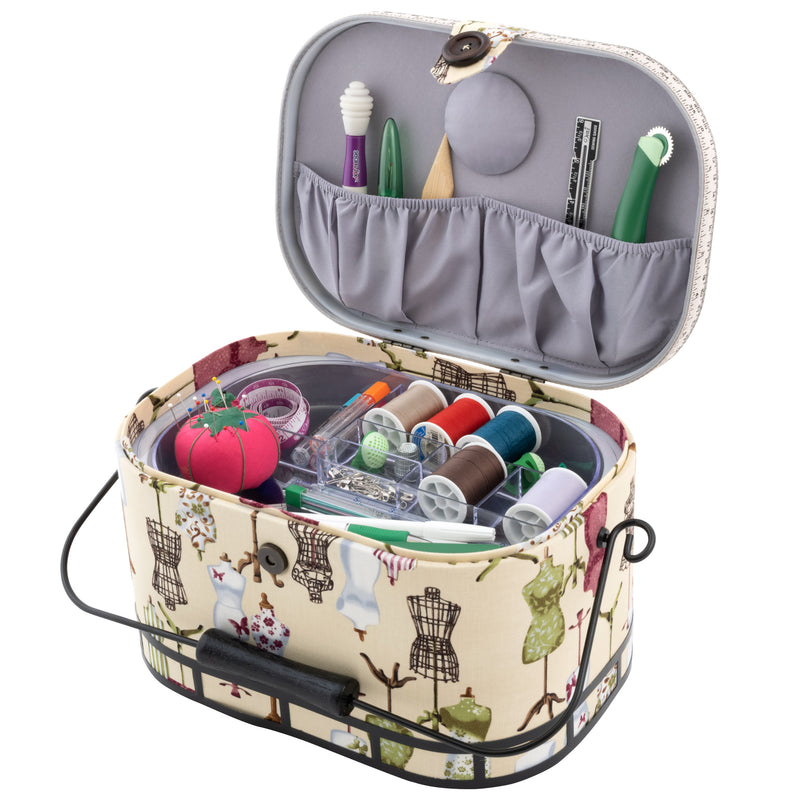 Load image into Gallery viewer, Z10332-131|Dritz Oval Sewing Basket with Metal Handle, Large