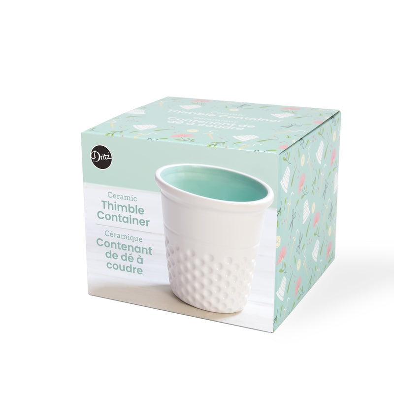 Cargue la imagen en el visor de la galería, DR002|Dritz Novelty Ceramic Thimble Container, Aqua