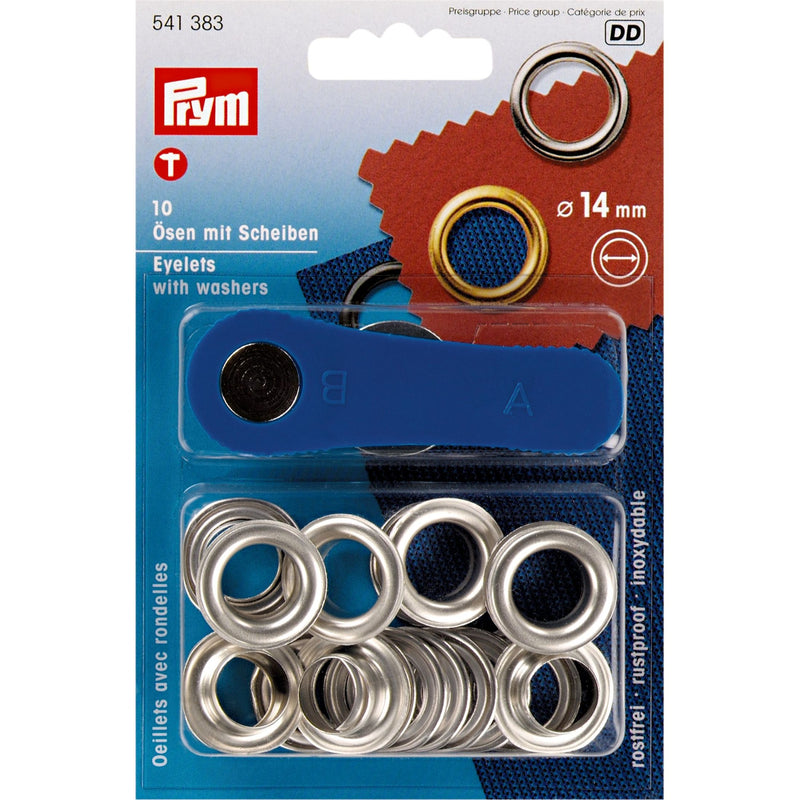 Load image into Gallery viewer, 541383|Prym Eyelets with washers 14 mm silver with tools 10pc