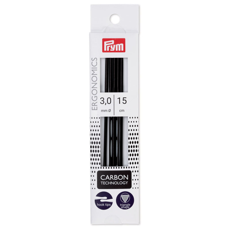 Load image into Gallery viewer, 194182|Prym 6" Ergonomic Double Point Knitting Needles, Carbon, 3mm