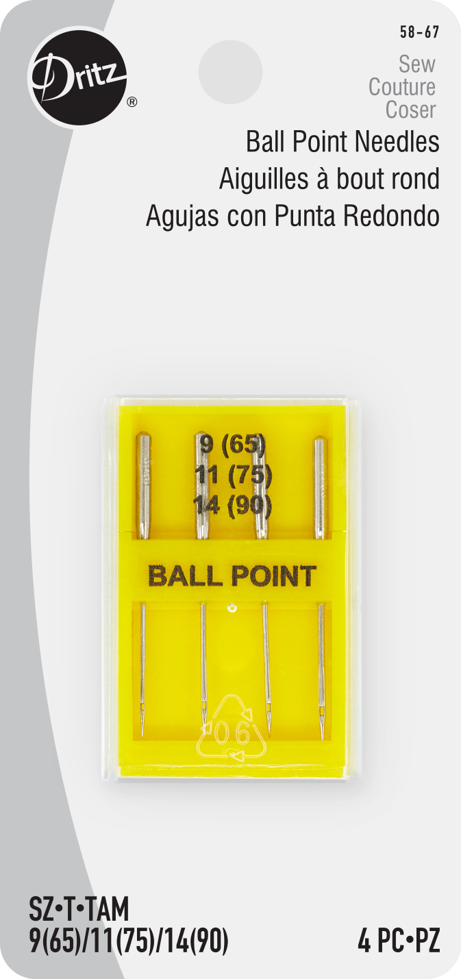 Load image into Gallery viewer, 58-67|Dritz Ballpoint Machine Needles, Sizes 9 (65), 11 (75) & 14 (90), 4 pc
