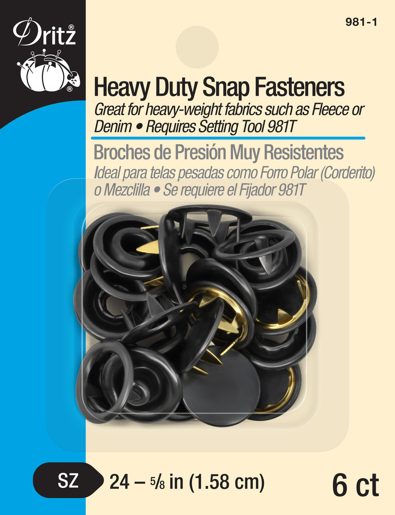 Cargue la imagen en el visor de la galería, 981-1|Dritz 5/8" Heavy Duty Snap Fasteners, 6 pc, Black