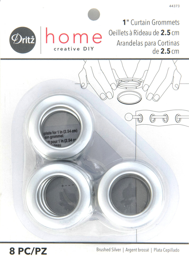 Load image into Gallery viewer, 44373|Dritz 1" Plastic Curtain Grommets, Brushed Silver, 8 Sets