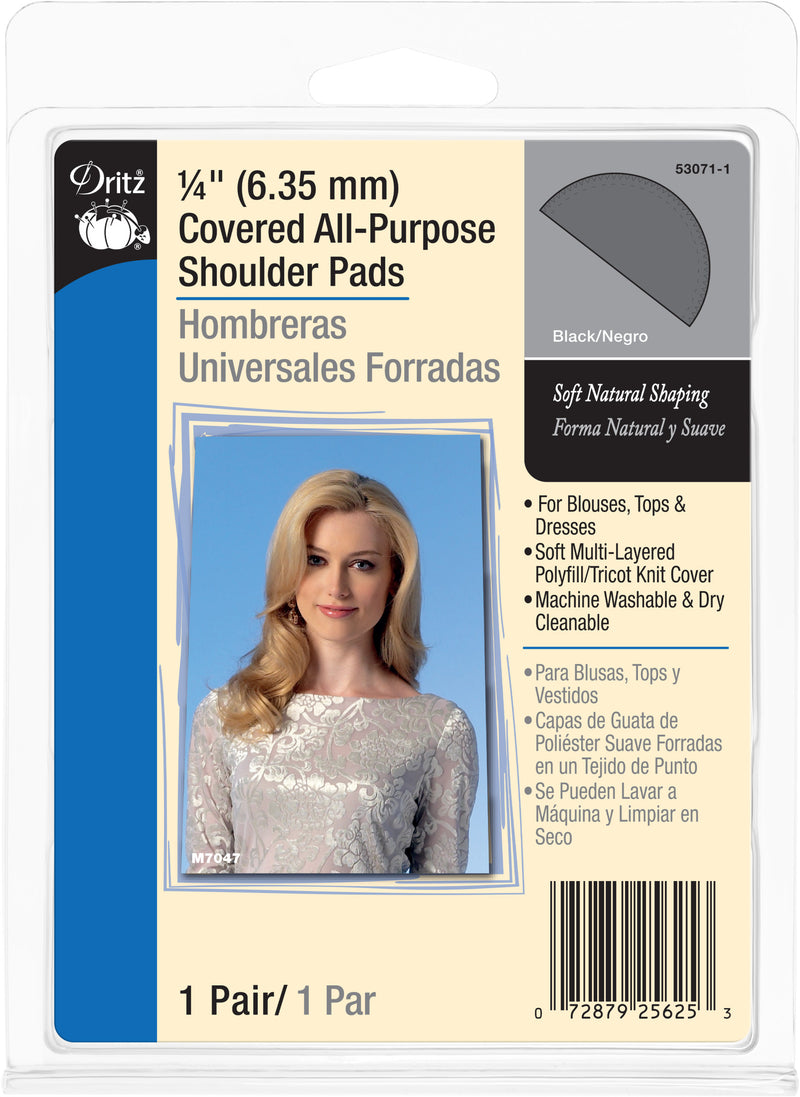 Cargue la imagen en el visor de la galería, 53071-1|Dritz 1/4" Covered All-Purpose Shoulder Pads, 2 pc, Black