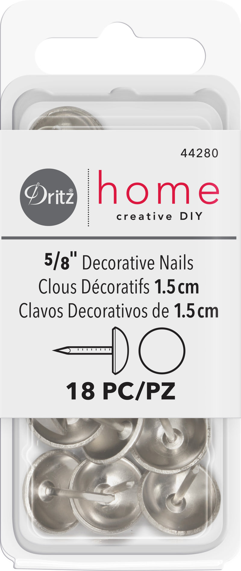 Load image into Gallery viewer, 44280|Dritz 5/8" Smooth Decorative Nails, Nickel, 18 pc