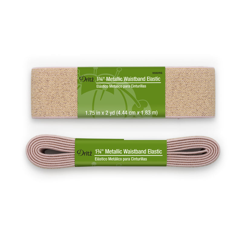 Load image into Gallery viewer, 9592RG|Dritz 1-3/4" Metallic Waistband Elastic, Rose Gold Metallic, 2 yd