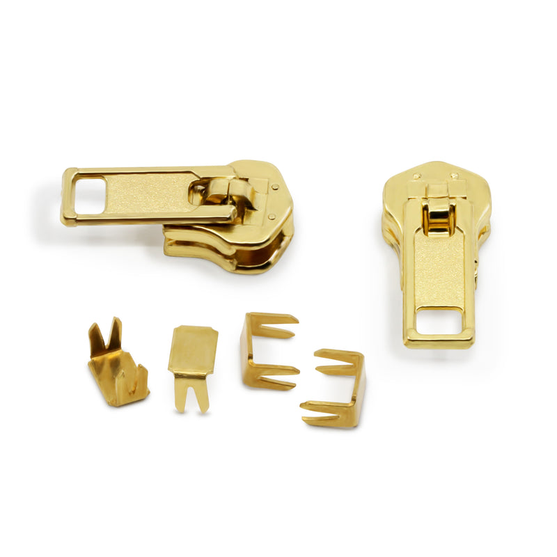 Load image into Gallery viewer, 44232|Dritz Zipper Slides & Stops, Brass, 12 pc