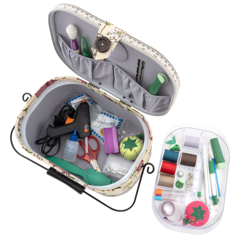 Load image into Gallery viewer, Z10332-131|Dritz Oval Sewing Basket with Metal Handle, Large
