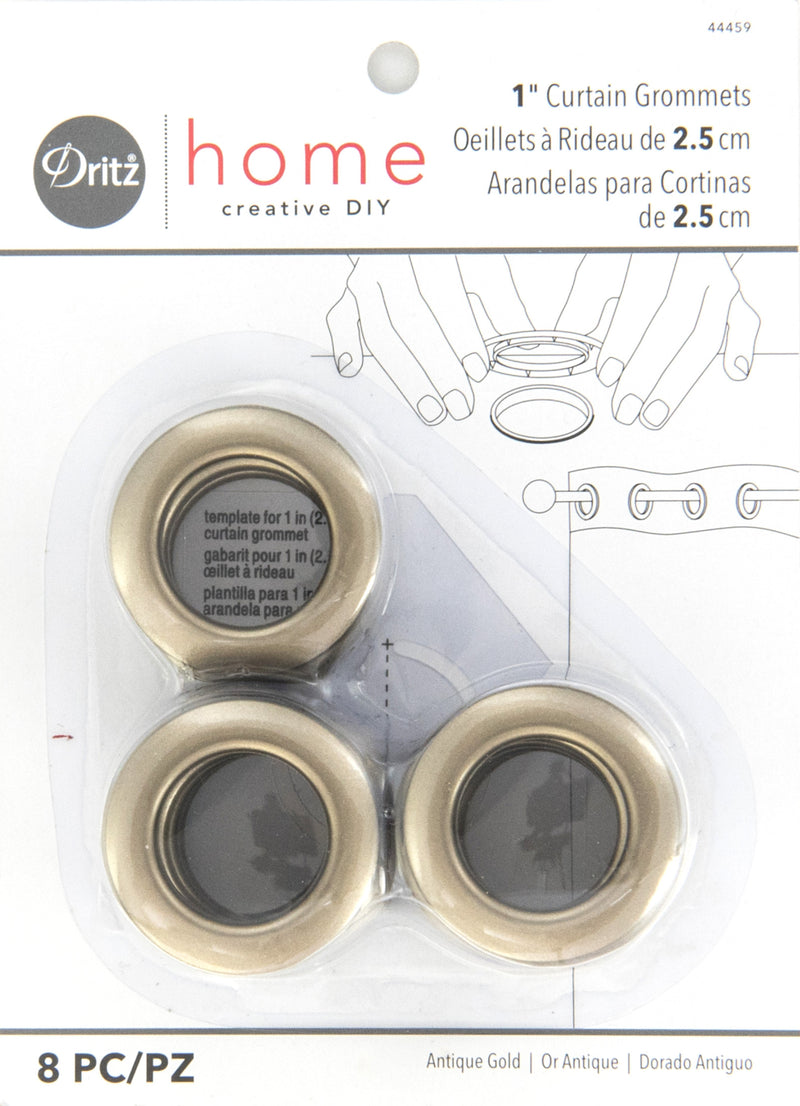 Load image into Gallery viewer, 44459|Dritz 1" Plastic Curtain Grommets, Antique Gold, 8 Sets