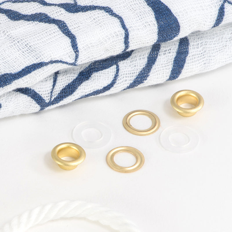 Load image into Gallery viewer, 730-37-T|Dritz 1/4" 2-Part Eyelets & Tools, 15 Sets, Matte Gold