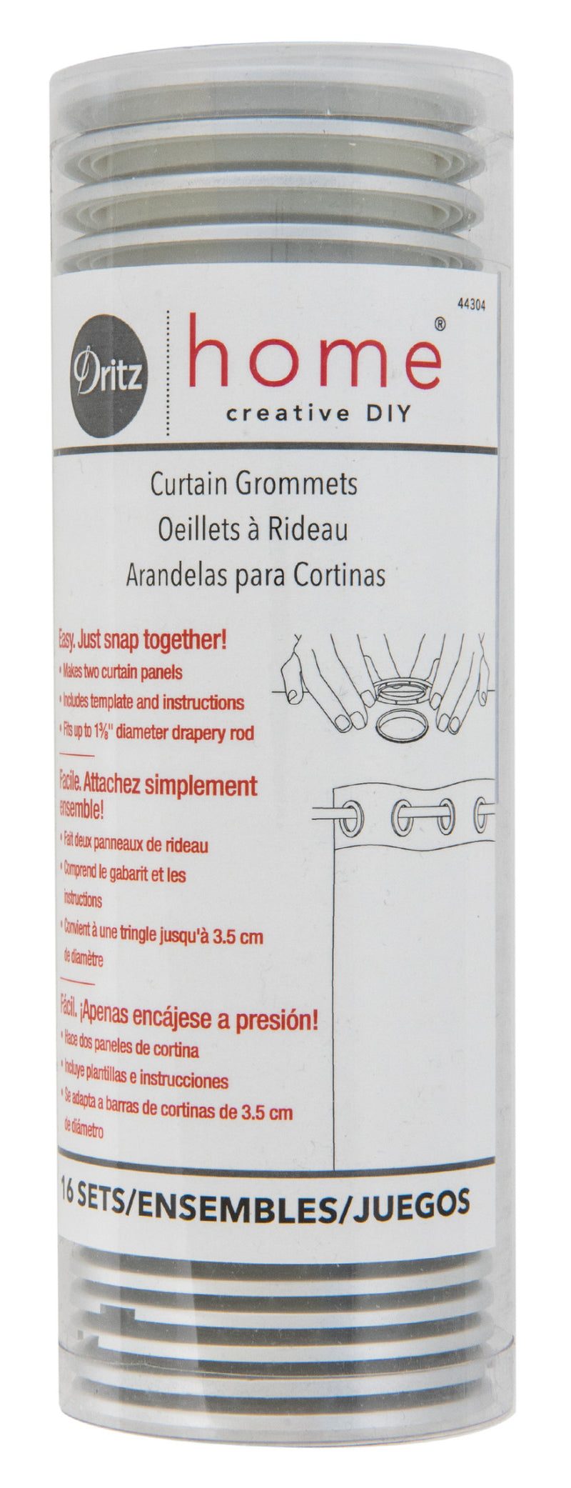 Load image into Gallery viewer, 44304|Dritz 1-9/16" Plastic Curtain Grommets, Brushed Silver, 16 Sets