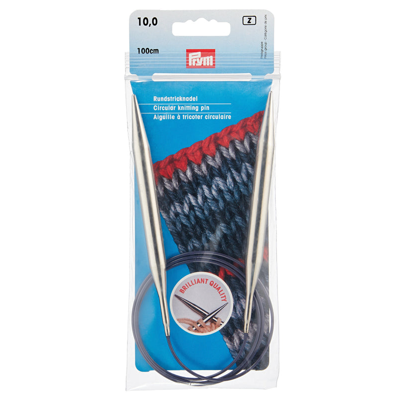 Load image into Gallery viewer, 212236|Prym 40" Circular Brass Knitting Needles, 10mm