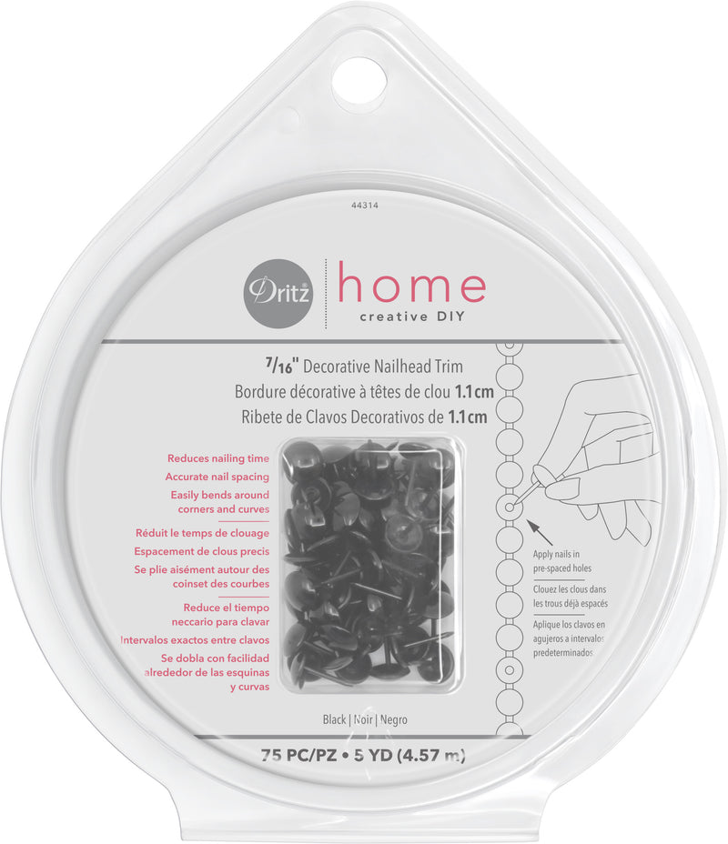 Load image into Gallery viewer, 44314|Dritz 7/16" Decorative Nailhead Trim, Black, 75 pc