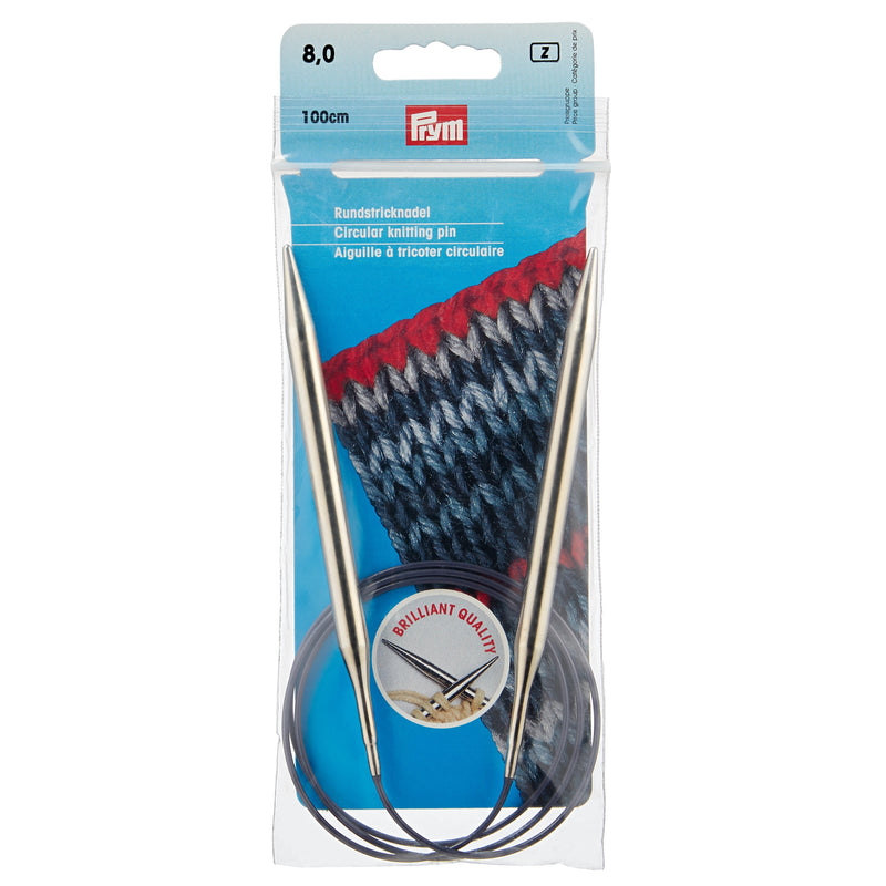 Load image into Gallery viewer, 212216|Prym 40" Circular Brass Knitting Needles, 8mm
