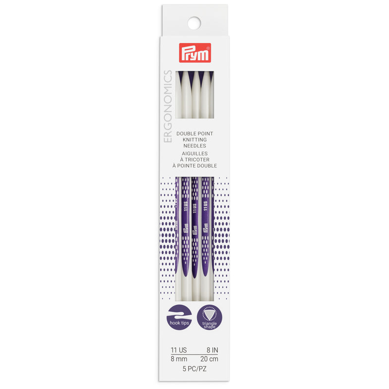 Chargez l'image dans la visionneuse de la galerie, 57058|Prym 8" Ergonomic Double Point Knitting Needles, US 11 (8mm)