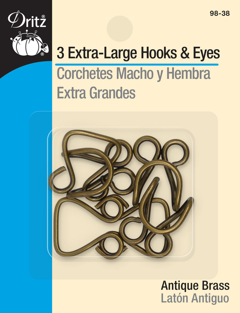 Load image into Gallery viewer, 98-38|Dritz Extra-Large Hooks & Eyes, 3 Sets, Antique Brass