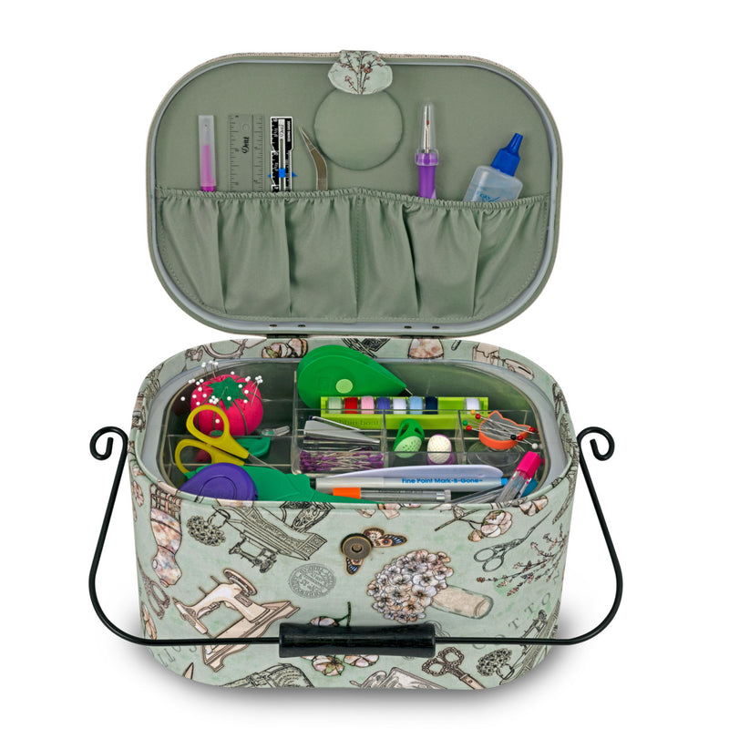 Load image into Gallery viewer, Z10332-211|Dritz Oval Sewing Basket with Metal Handle, Large