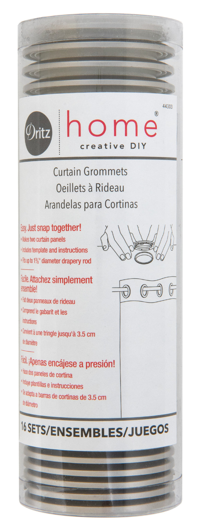 Load image into Gallery viewer, 44303|Dritz 1-9/16" Plastic Curtain Grommets, Pewter, 16 Sets