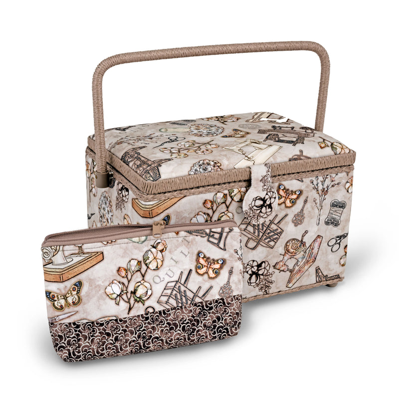 Load image into Gallery viewer, Z10455|Dritz Rectangular Sewing Basket with Zippered Case, Large