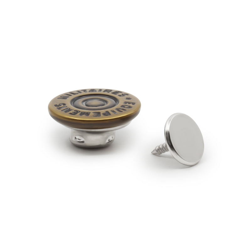 Load image into Gallery viewer, 9-38|Dritz 5/8" Dungaree Buttons, 4 pc, Antique brass