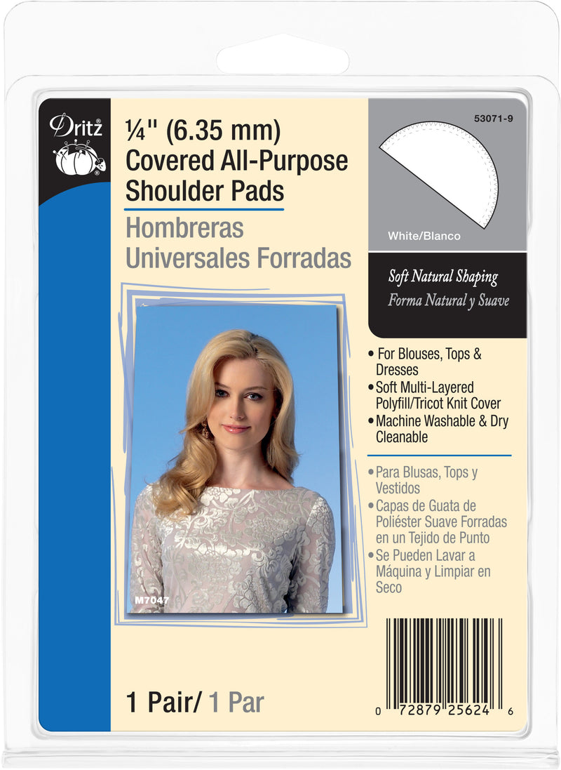 Cargue la imagen en el visor de la galería, 53071-9|Dritz 1/4" Covered All-Purpose Shoulder Pads, 2 pc, White