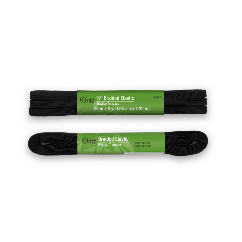 Load image into Gallery viewer, 9530B|Dritz 1/4" Black Braided Elastic, 8 yd