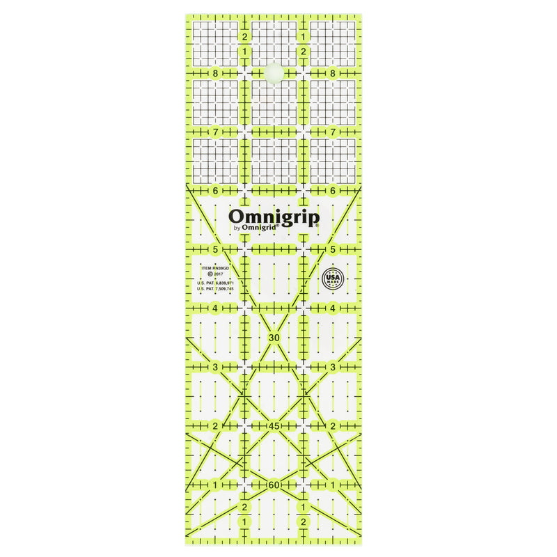 Cargue la imagen en el visor de la galería, RN39G|Omnigrid Omnigrip Neon Rectangle Grid Ruler, 3" x 9"