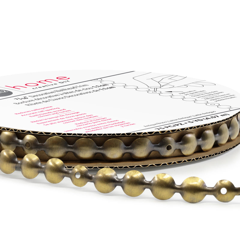 Load image into Gallery viewer, 44288|Dritz 7/16" Decorative Nailhead Trim, Antique Brass, 75 pc