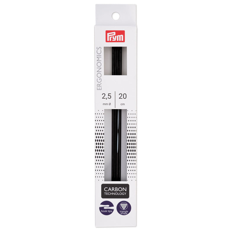 Chargez l'image dans la visionneuse de la galerie, 194221|Prym 8" Ergonomic Double Point Knitting Needles, Carbon, 2.5mm