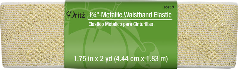 Load image into Gallery viewer, 9578G|Dritz 1-3/4" Metallic Waistband Elastic, Gold Metallic, 2 yd