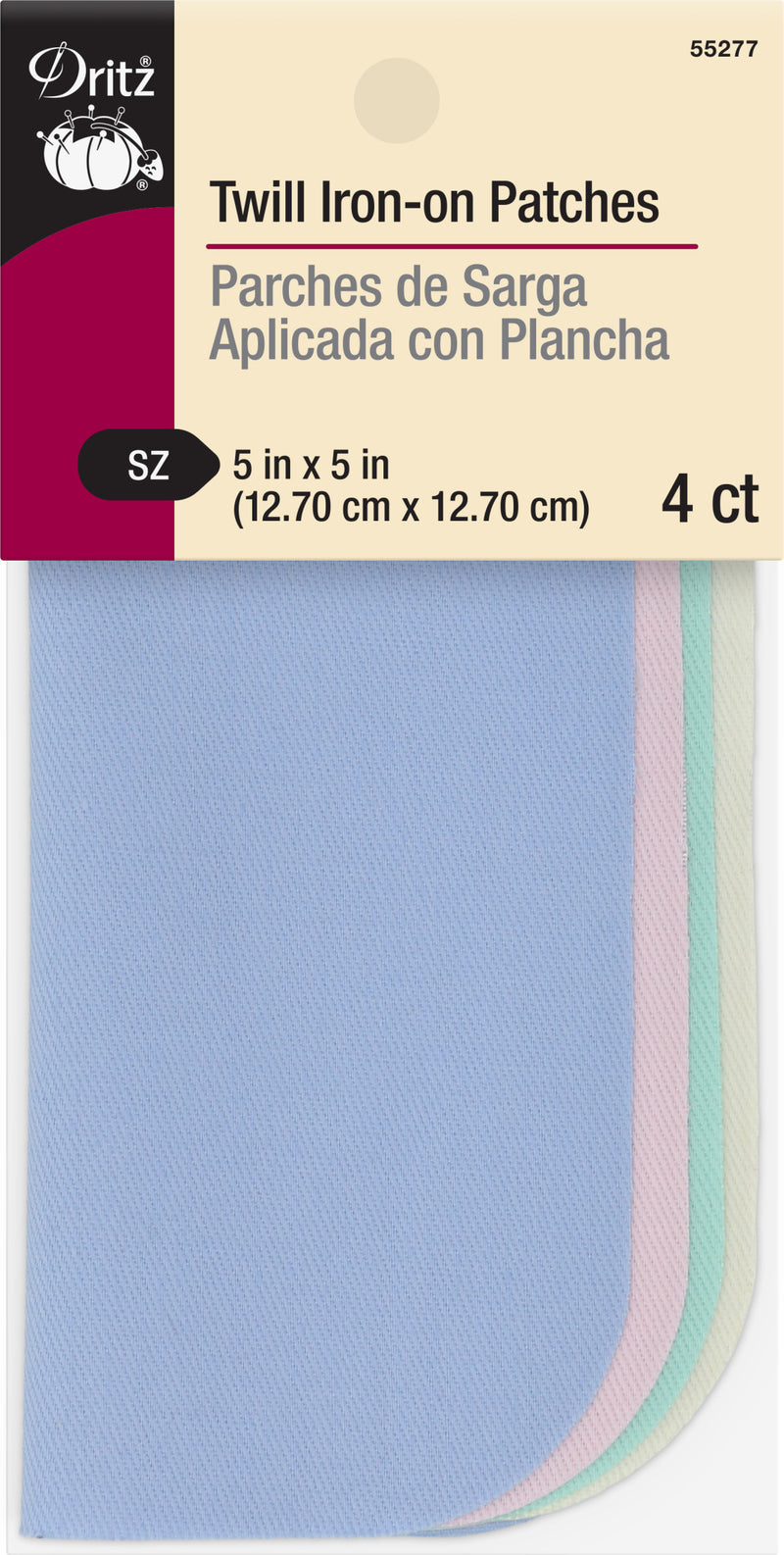 Load image into Gallery viewer, 55277|Dritz Twill Iron-On Patches, 5" x 5", 4 pc, Pastel Assorted