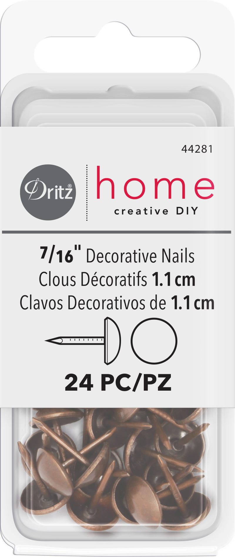 Load image into Gallery viewer, 44281|Dritz 7/16" Smooth Decorative Nails, Antique Copper, 24 pc