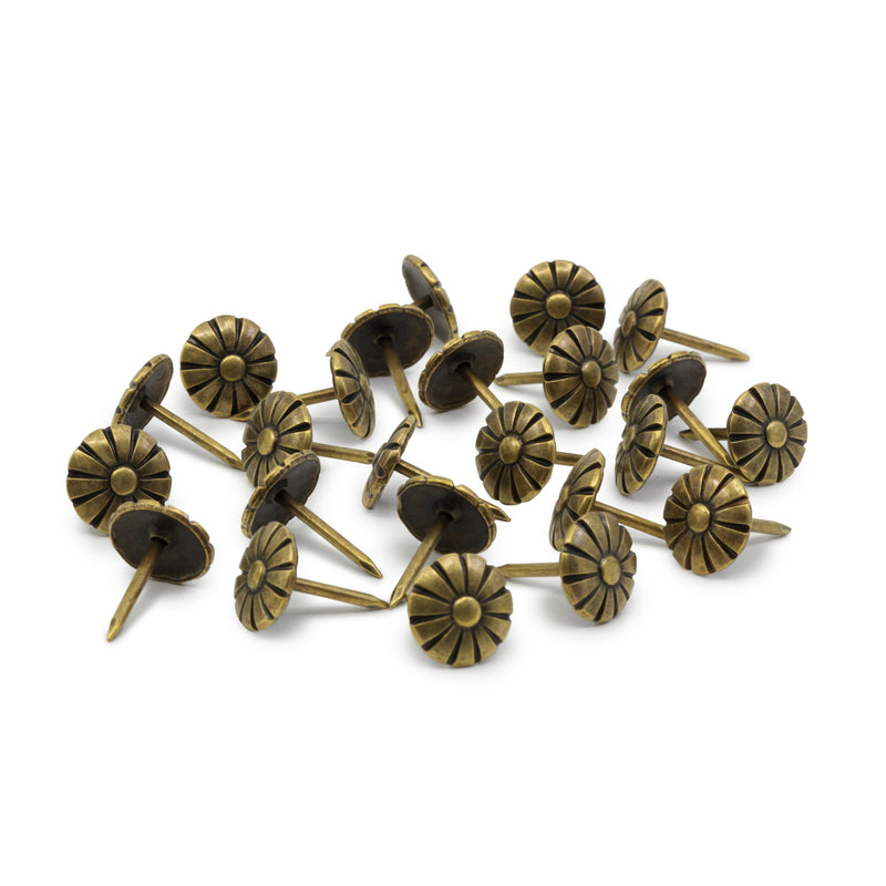 Cargue la imagen en el visor de la galería, 9013|Dritz 7/16" Decorative Daisy Nails, Antique Brass, 24 pc