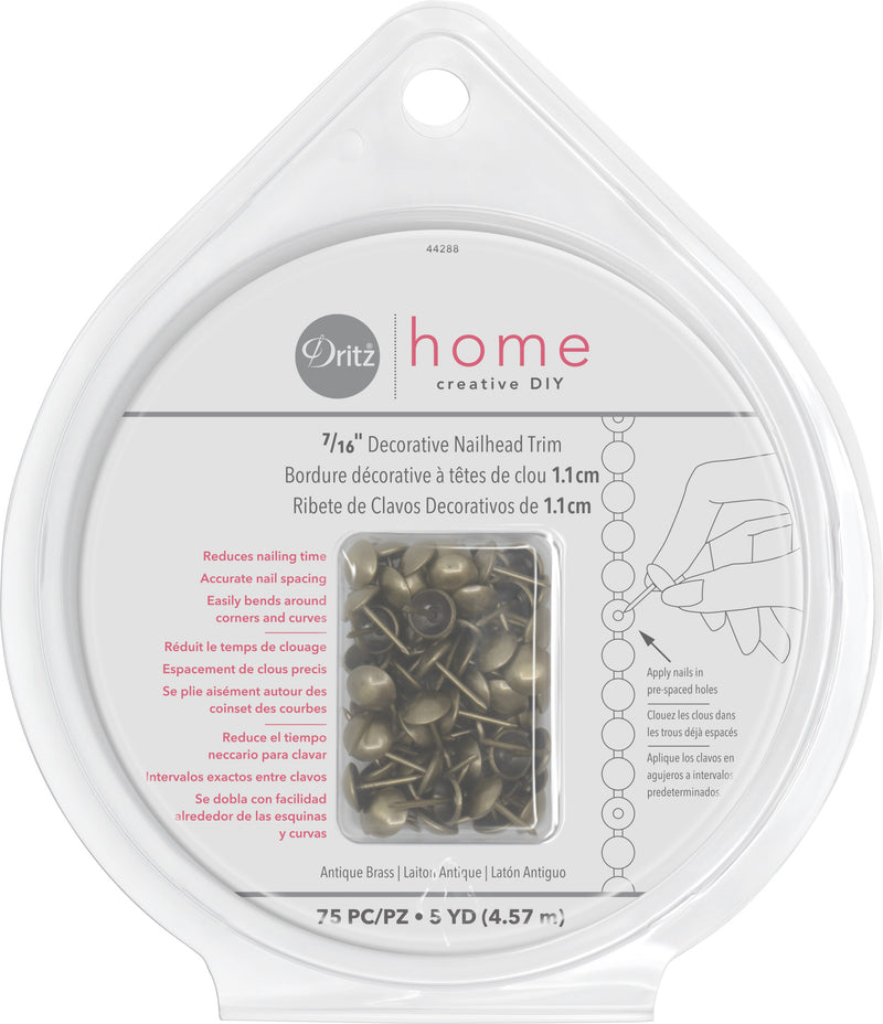 Load image into Gallery viewer, 44288|Dritz 7/16" Decorative Nailhead Trim, Antique Brass, 75 pc