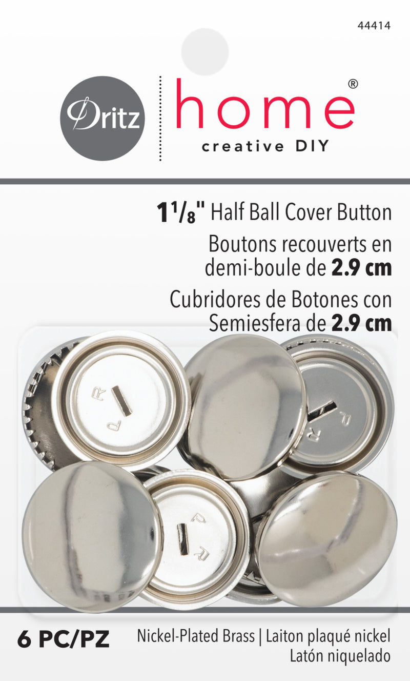 Load image into Gallery viewer, 44414|Dritz 1-1/8" Half Ball Cover Buttons, Nickel, 6 pc