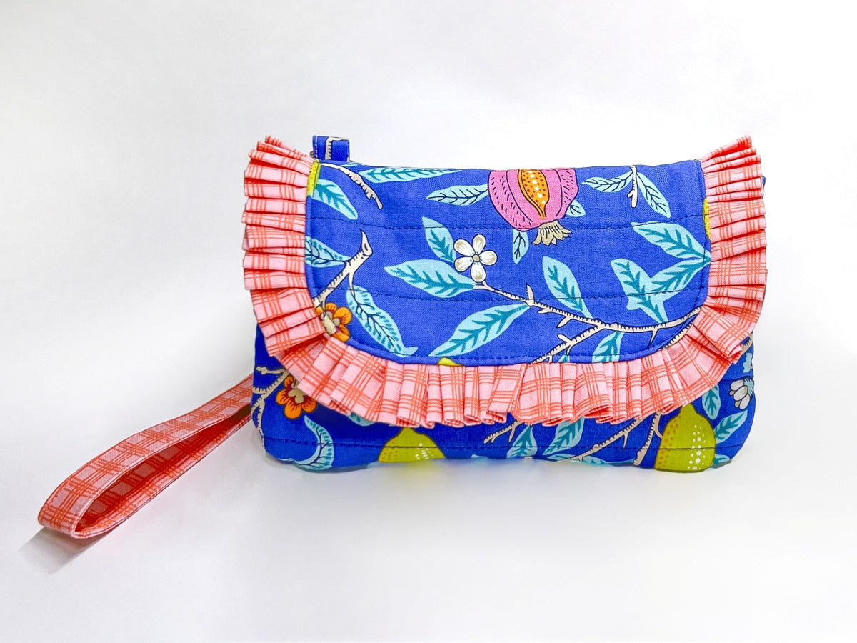 Quilted Clutch Bag with Ruffles