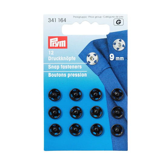 341164| Sew-On Snap Fasteners brass 9 mm black