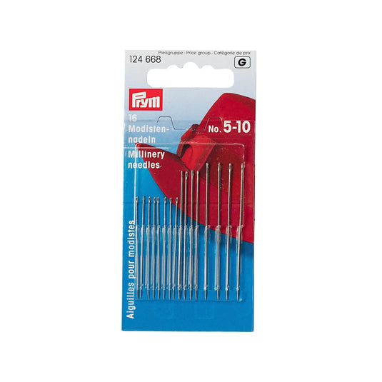 124668| Millinery Needles HT 5-10 silver col assorted