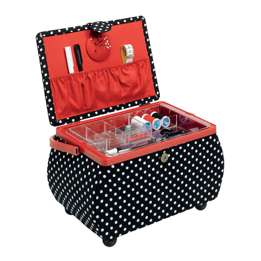 612246| Sewing basket Polka Dots black/white L