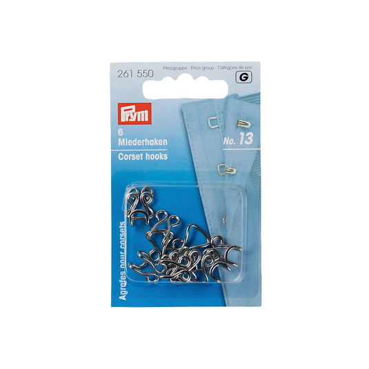 261550| Corset Hooks and Eyes brass 13 silver col