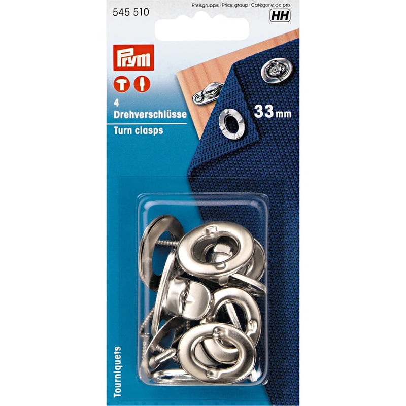 Cargue la imagen en el visor de la galería, 545510| Turn Clasps with screws brass silver col 33 mm