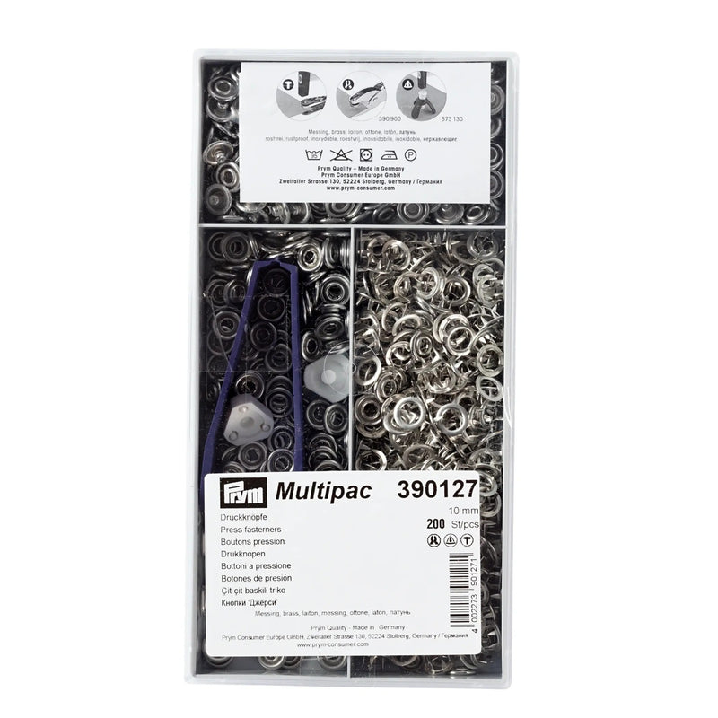 Load image into Gallery viewer, 390127|Prym Non-sew snap fasteners "Jersey" 10 mm, Silver, 200pc