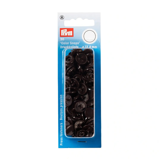 393106|Prym Color Snaps, round, 12.4 mm, 30 pcs, Dark Brown