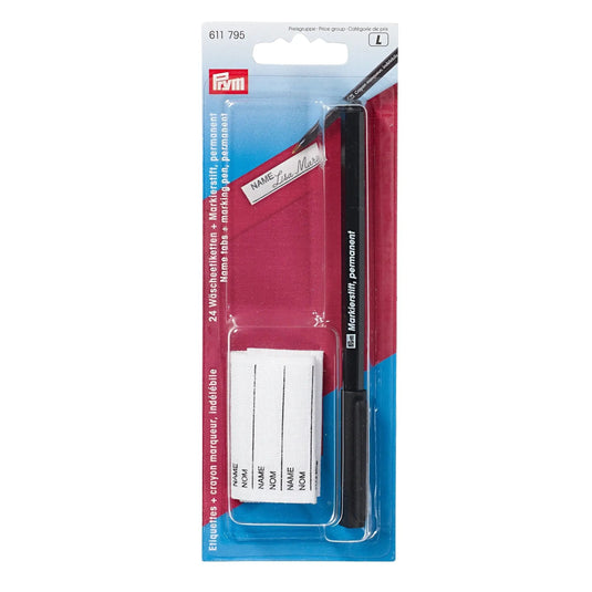 611795| 24 Laundry Marking Tabs and 1 Permanent-Marker