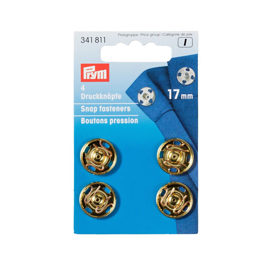 341811| Sew-On Snap Fasteners brass 17 mm gold col