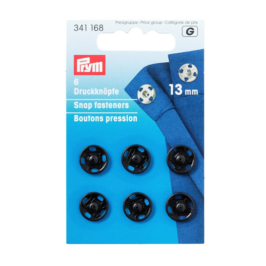 341168| Sew-On Snap Fasteners brass 13 mm black
