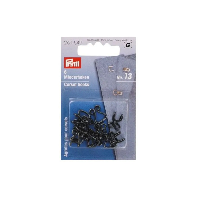 Cargue la imagen en el visor de la galería, 261549| Corset Hooks and Eyes brass 13 black