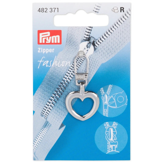 482371| Fashion Zipper puller heart silver-col