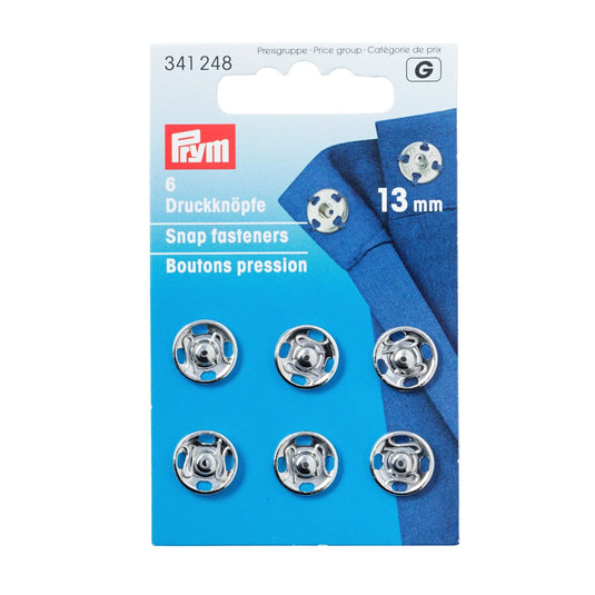 341248| Sew-On Snap Fasteners brass 13 mm silver col